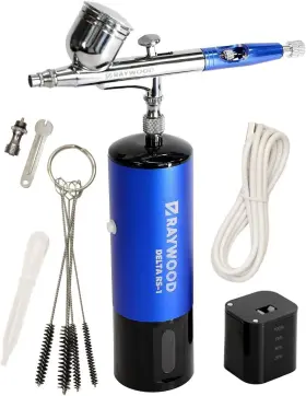 Airbrush-rs1 Raywood Delta Airbrush Kit - Rechargeable Compressor Usb-c Dual Action 5 Cleaning