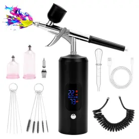 Ebaus007 Remixori Cordless Rechargeable Airbrush Kit Handheld Air Brush Sprayer Gun 38 Psi Black