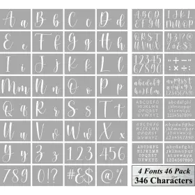 Reolan 713838521660 Letter Stencils For Painting On Wood - 46 Pack Large Alphabet Stencil Templat