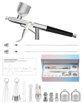 Bk01-b Rexley Airbrush Kit Gun Dual-action Gravity With 0.2 0.4 And 0.5mm Needle/c