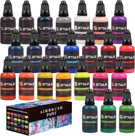 Rhinowisdom 744759723406 Airbrush Paint - 24 Colors Set 1fl Oz Opaque And Brill