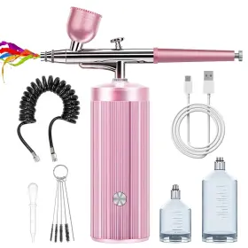 Ft123 Rhinowisdom Airbrush Kit-cordless Compressor Auto Handheld Gun Rechar