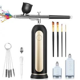 Zyy-lmz-hj1 Rhinowisdom Airbrush Kit Rechargeable Cordless With Compressor - Portable Handheld Auto A