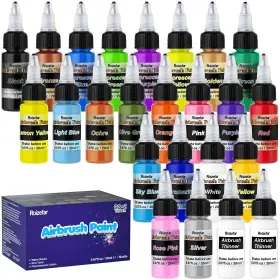 R-24abp-2 Roizefar Airbrush Paint 22 Colors With 2 Thinner Set Waterbased Air Brush