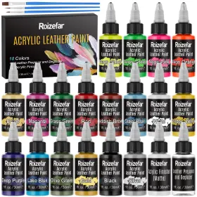 Ralp20-na Roizefar 20 Color Acrylic Leather Paint Kit With Finisher Waterproof Dye For Shoes Sofa