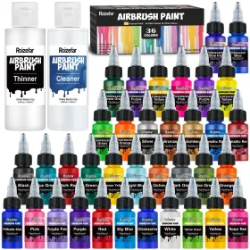 Rap36-na Roizefar Airbrush Paint 36 Colors With 4.05 Fl Oz Thinner And Cleaner Water