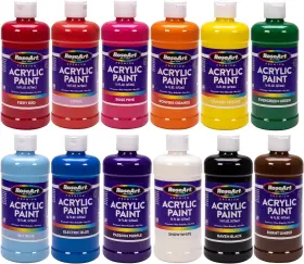 83016-12 Roseart Acrylic Paint Set Of 12 Vibrant 16 Fl Oz Pack Multi
