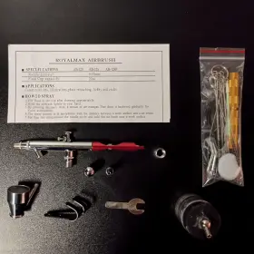 Ab-128 Royalmax Dual Action Airbrush Kit 0.35mm Nozzle 22cc Cup Bottle Feed