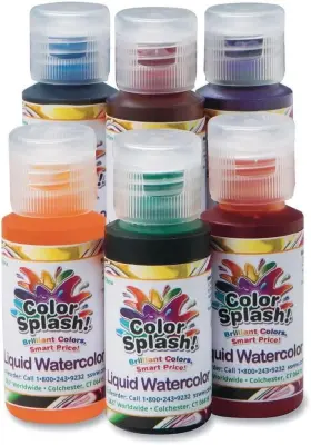 S&s Worldwide 840614116083 Color Splash Liquid Watercolor 1 Ounce Pack Of 6 Assorted