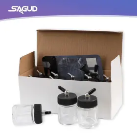 Sagud 727536276081 10pcs Glass Airbrush Bottles Kit 18cc 2/3 Ounce Jar With Ada #2
