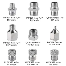 Sagud 727536276128 9pcs Airbrush Adapter Set Air Brush Fitting Connector Kit Accessorie #2