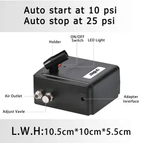 Sagud 750139182824 Professional Mini Airbrush Kit With Portable Compressor - Perfect For P #3