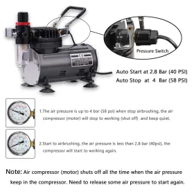 Sagud 750139182855 Airbrush Kit With Compressor Air Brush 3 Professional Br #2