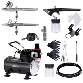 Sagud 750139182855 Airbrush Kit With Compressor Air Brush 3 Professional Br