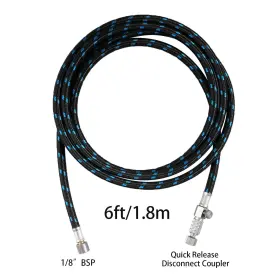 Sagud 761312325068 Airbrush Hose 6 Foot Braided Rubber With Standard 1/8 Size Fittings On B #2