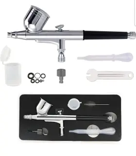 Sagud 781509454081 Airbrush Kit Dual-action Gravity Feed Air Brush Gun With 0.3mm And 1/3 Oz