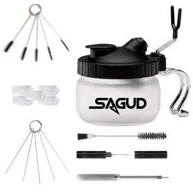 Sagud 781509454661 19 Piece Airbrush Cleaning Kit Glass Pot With Holder 5