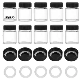 Sd-01-10 Sagud 10pcs Airbrush Bottles 3/4oz 22cc With Plastic Lids Kit And Extra 5pcs