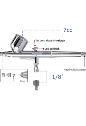 Sd-180s Sagud Airbrush Kit 0.3mm Dual-action Air Brush Gun With Extra 0.2mm And 0.5mm #3