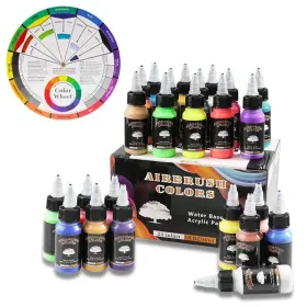 Sagudio 781509454647 Airbrush Paint Set 24 Colors 30 Ml/1 Oz Opaque And Water Basedfluorescent Acryl #2