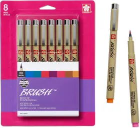 38062 Sakura Pigma Micron Brush Pens - Archival Black And Colored Ink