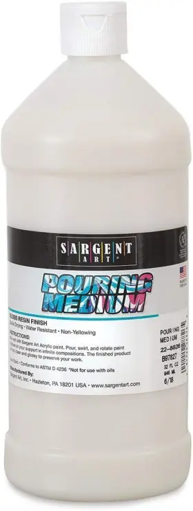 22-8826 Sargent Art Pouring Acrylic Medium 32 Oz 1 Quart Pack Of Random