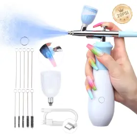 B0flxc5t9b Saviland 25 Psi Rechargeable Nail Airbrush Kit 3 Modes Cordless Compressor 0.3mm