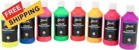 1287638 Sax Liquid Washable Watercolor 10.67 Fl Oz Pack Of 6 Assorted Fluorescent