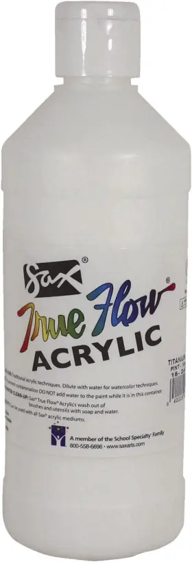 Sax 885634299149 True Flow Heavy Body Acrylic Paint 16 Fl Oz Pack Of 1 Titanium White