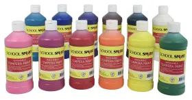 2002801 School Smart Washable Tempera Paints For 16 Fl Oz Pack Of 12 Assorted