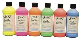 402434 School Specialty True Flow Acrylic Paint - 1 Pint Set Of 6 Assorted Fluorescent Colors