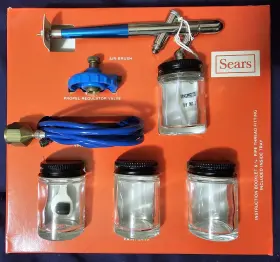 364-15504 Sears Roebuck And Company Vintage Nib Air Brush Set Model No. Craft Hobby Cake Cookie #2