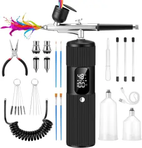 Secoctsr 744759874634 Airbrush Kit For Nails With Compressor 28/38/48psi High Pressure Led Display