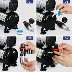 Gsd-d1-1227a Segawe 1/5 Hp Airbrush Air Brush Compressor Kit With 3l Tank Paint Hobby Tattoo Cake #2