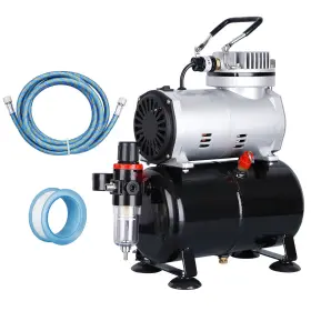 Gsd-d1-1227a Segawe 1/5 Hp Airbrush Air Brush Compressor Kit With 3l Tank Paint Hobby Tattoo Cake