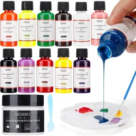 0404-03 Seisso Acrylic Leather Paint Bottle Set For Shoes 12 Colors