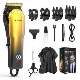 Lfq-6023-gol Sejoy Hair Clippers For Men Cordless Barber Grooming Kit Professional T