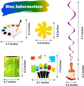 Decorations-01 Shappy 54 Pieces Art Painting Party Decorations Artist Hanging Swirls Peach #2