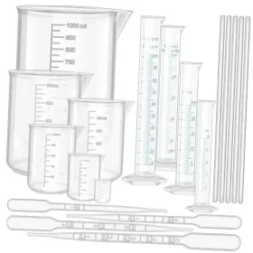 Shenzhenshiwankedianzijishuyouxiangongsi 202201203659 23pcs Graduated Cylinders Beakers Set - 6 Clear Plastic