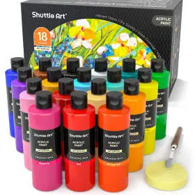 Shuttle Art 781454922901 18 Colors Acrylic Paint Bottle 8.12 Fl Oz Pack Of