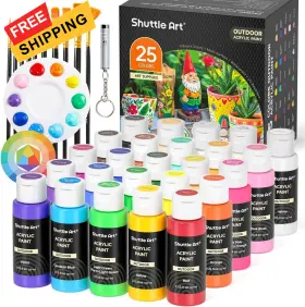 Shuttle Art 790864847155 25 Colors Outdoor Acrylic Paint 2 Fl Oz Pack Of