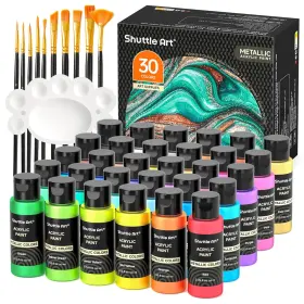 Map30 Shuttle Art 30 Colors Metallic Acrylic Paint 2 Fl Oz Pack Of