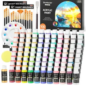 Sa-ap100 Shuttle Art 100 Colors Acrylic Paint 2oz/60ml 2 Fl Oz Pack Of Regular