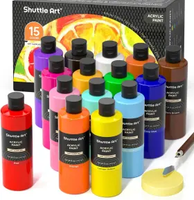 Shuttle Art Sa Ap15-16oz Acrylic Paint 15 Colors 16 Fl Oz Pack Of