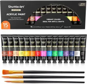 Sa-ap15 Shuttle Art Acrylic Paint Set 15 X 12ml 0.4 Fl Oz Pack Of Colors