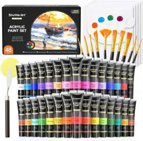Sa-apb48 Shuttle Art 48 Pack Acrylic Paint Set 30 Colors Piece