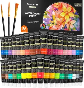 Sa-wc36 Shuttle Art Watercolor Paint Set 36 Colors 39 Piece