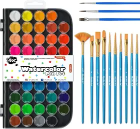 Wp48 Shuttle Art 10 58 Pack Watercolor Paint Set 11 Piece 48 Colors Brushes