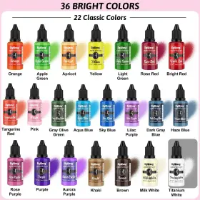 Pqbx-36 Sigwong Airbrush Paint Set - 36 Colors Ready To Spray Water Based Ac #2