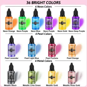 Pqbx-36 Sigwong Airbrush Paint Set - 36 Colors Ready To Spray Water Based Ac #3